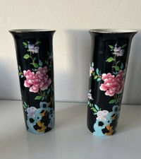 Wood & Sons "Sheraton" Vase Chinoiserie polychrome blossom tree Pair Of Vases