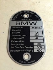 VINTAGE BMW FRAME I.D. TAG FOR