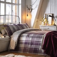 Dreams & Drapes COLVILLE CHECK Plum Tartan 100% Brushed Cotton Duvet Cover Set