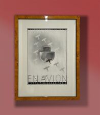 Art Deco CARON En Avion 1938 Original Print Memorabilia Historic Artwork