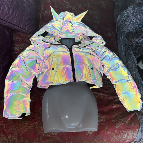 Rainbow reflective puffer - rainbow,