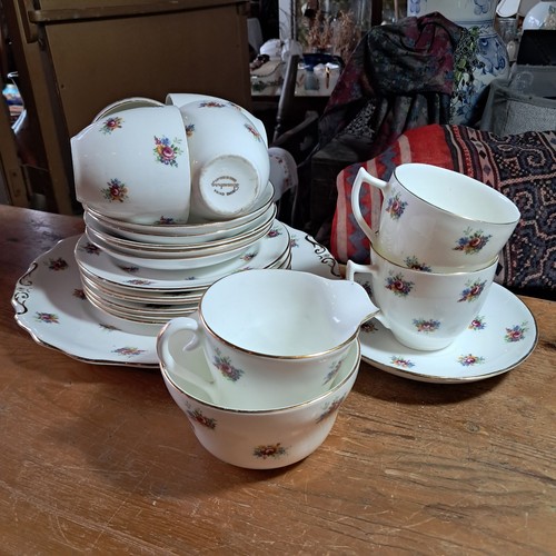 Queensbury floral tea set 6x - tea,