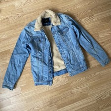 Zara Men's Denim Jeans Jacket Size Small Light Blue Button Up