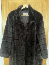 BNWOT Hobbs Faux Fur Coat Size L Chocolate Brown Never Worn Excellent Condition