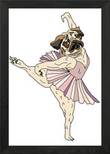 Puppy Pug Dog Dancer Framed