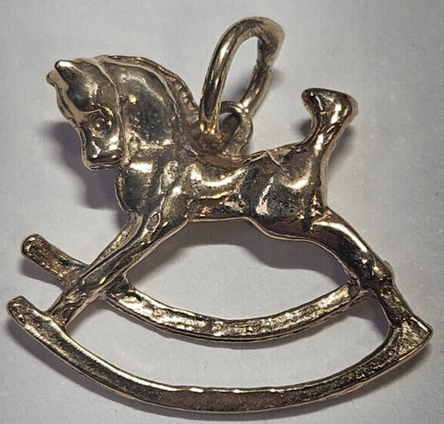 9ct yellow gold rocking - gold, horse
