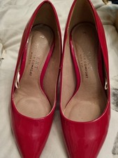 Next Red Patent Stiletto Court Shoes Size 5 Wide Fit Used with Box