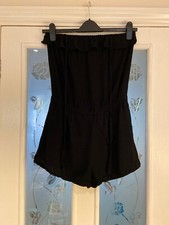 Ladies Clothes Size Small H&M Black Playsuit Shorts (497)