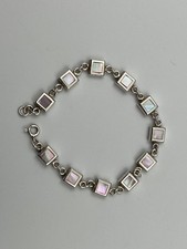 Vintage Mother of Pearl & Sterling Silver Bracelet, 21.64 grams, 7.5 inches long