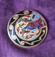 Vintage Celtic Tara Ware Dublin Book Of Kells Cloissone Enamel Brooch Clasp Pin