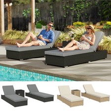 Rattan Sun Loungers Set of 2