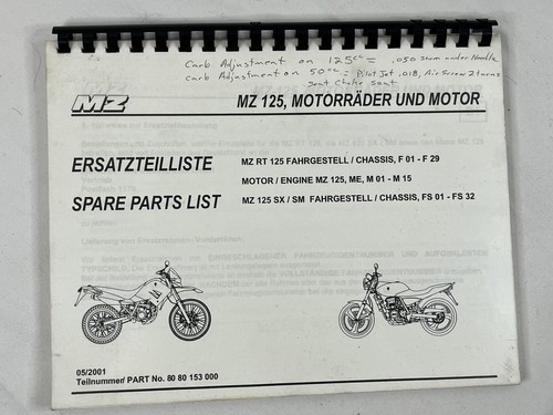125 spare parts list - mz,