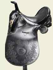 Leather Horse Tack Saddle With Horn Black Australian Stock Size 15".