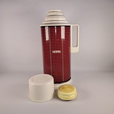 Vintage hot, cold, Thermos Flask Red/Purple Dot Retro Camper, Camping, day trip.