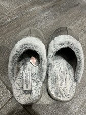 Grey Fluffy Slippers Size 5 Pre Loved Worn