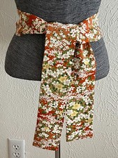 Vintage Japanese OBI Silk Sash Belt  59"L x 3.25"W Fower Print