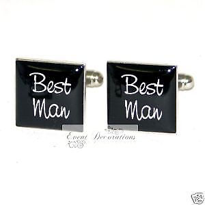 Black square wedding - black, cufflinks