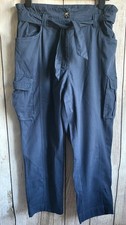Bon Marche Thin Navy Blue Ankle Grazer Combat Trousers- Size Small- FREE POSTAGE