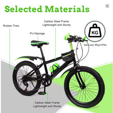 20 Inch Mountain Bike 7 Speed Gears, Adjustable Seat Kids' Bike with Mudguards K