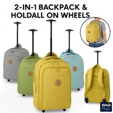 2in1 Cabin Wheeled Backpack Holdall 50x38x25cm 47L Lightweight Travel Bag