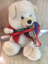 Vintage Great American Soft Musical Teddy Bear Violinist With Violin Music