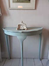 HANDPAINTED UPCYCELD GUSTAVIAN STYLE DUCK EGG BLUE WALL TABLE 