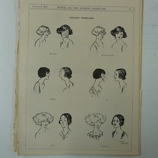 7x10" punch cartoon 1923 HOLIDAY PROBLEMS hair style / bob