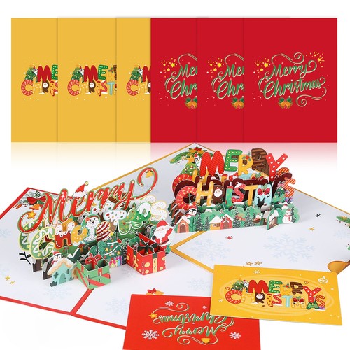 2pcs pop christmas cards - 2pcs, 3d