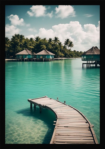 Serene tropical beach framed - tropical,