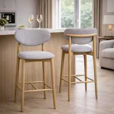 Eve Bar Stool Grey Fabric 66cm