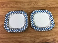 2 x Chequers JHW & Sons Hanley Royal Falcon Ware Square Side Plates 