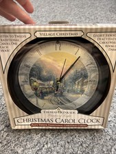 Vintage Thomas Kinkade Christmas 12 Carol Clock : Stonehearth Hutch : 1993