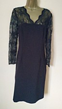 HOBBS Black Lace Trim Party Dress - Size 14 - Mint