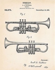 1918 Ernst Couturier Trumpet Drawing Wall Art Decor Patent Print Gift Ideas