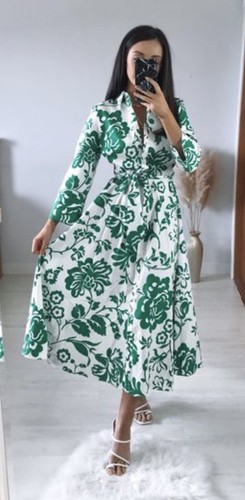 Zara green white floral cotton - zara,