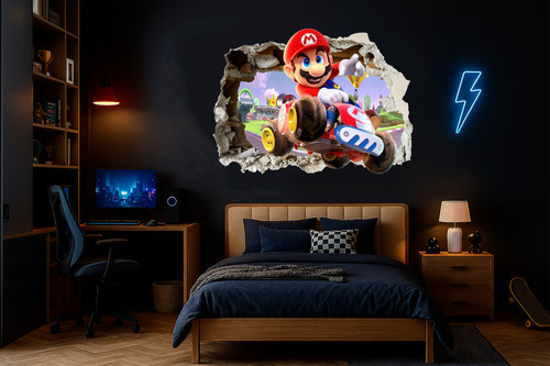 Smashed wall mural mario - 3d,