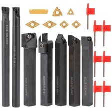 7x Lathe Turning Tool Holder Carbide Inserts Set Wrench Boring Bar Indexable