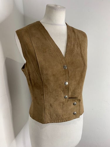 Brown leather suede waistcoat