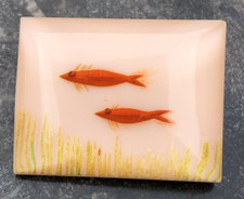 Vintage 1950/60's Reverse carved painted fish brooch pin lucite perspex plastic