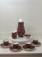 Vintage Susie Cooper Coffee Set for 4 people / Red & White Swirls