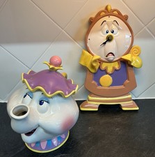 Vintage Schmid Musical Mrs Potts And Cogsworth Clock Beauty & Beast New In Box