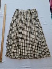 Ladies Skirt Next Size 12 Elastic Waist Pleated Check Pattern Beige 1950