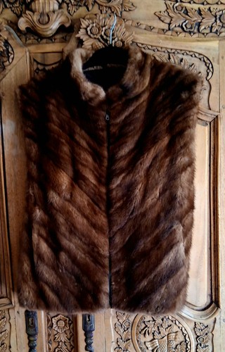 Brown mink vest - brown,