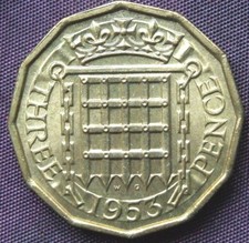 1953 Brass Threepence -