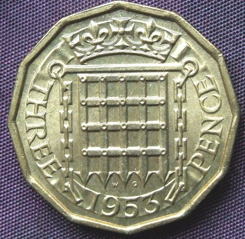 1953 brass threepence - 1953,