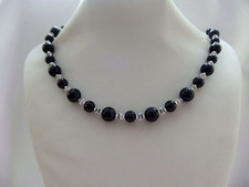 Blue sandstone and silver tone - and,