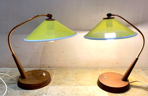 Vintage table desk - table, lamps