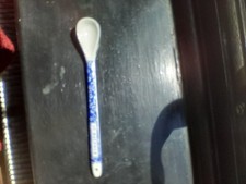 St Dalfour Vintage Ceramic Spoon White and Blue Condiment/Jam/Sugar Spoon