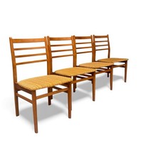 SET OF FOUR BEECH DINING CHAIRS MID CENTURY RETRO C1970s LADDER BACKS