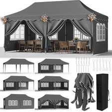 3x6m Heavy Duty Waterproof Pop Up Gazebo Garden Party Canopy Tent with 6 Sides